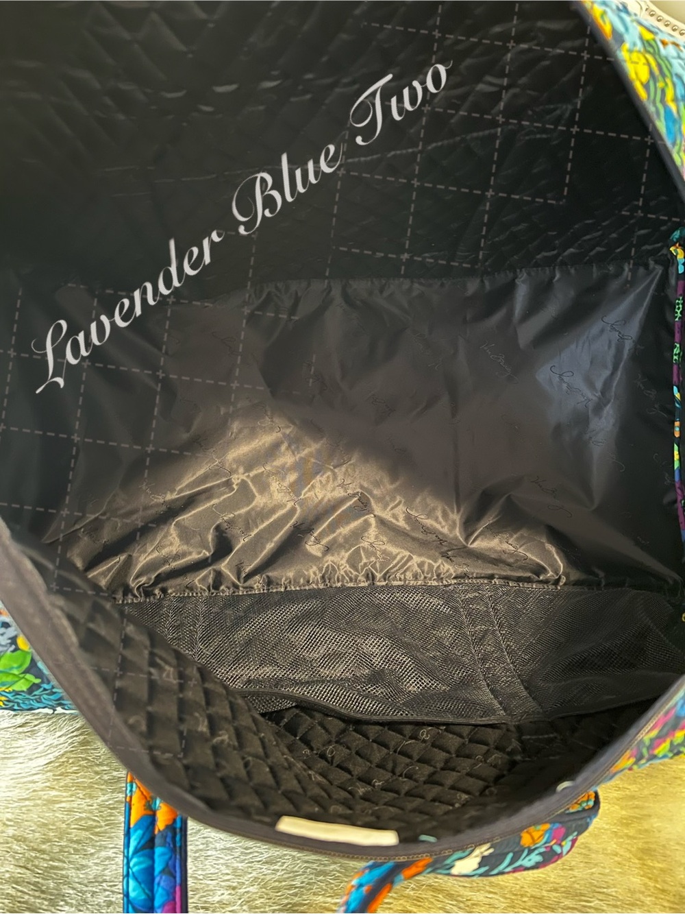 VERA BRADLEY Midnight Floral 2013 XL Duffle Bag Navy Turquoise Lightweight Y2K - Picture 13 of 15